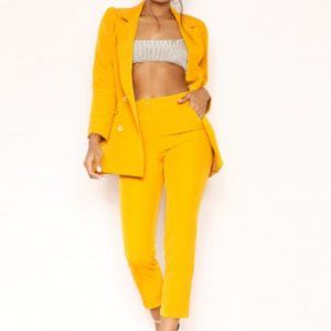 Mustard color blazer and pant set